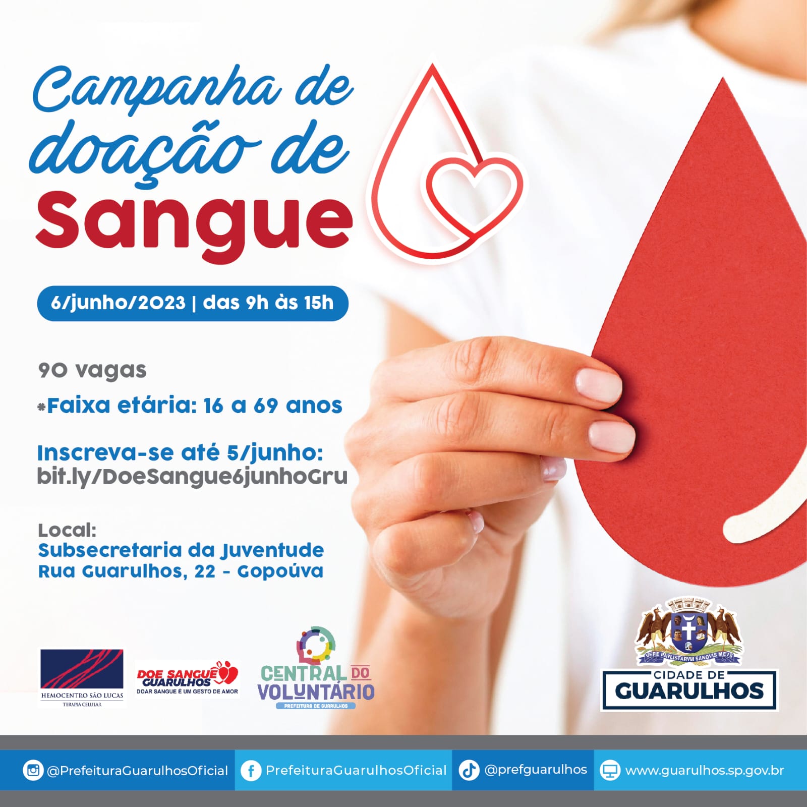 Ainda Há Vagas Para A Campanha De Doação De Sangue Em 6 De Junho Prefeitura De Guarulhos 1980